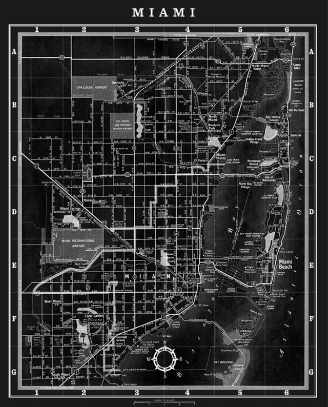 Miami City Map Print, Vintage Miami Map Artwork, Circa 1900s Lithograph Map of Florida Giclee Art, Coral Gables Map, Miami Beach, Fort Myers