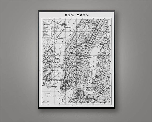 New York Map Print, Circa 1900s NYC Map, Vintage Map of New York Giclee Print, Map of Manhattan, NYC Prints. Vintage NYC Maps, TriBeCa Map