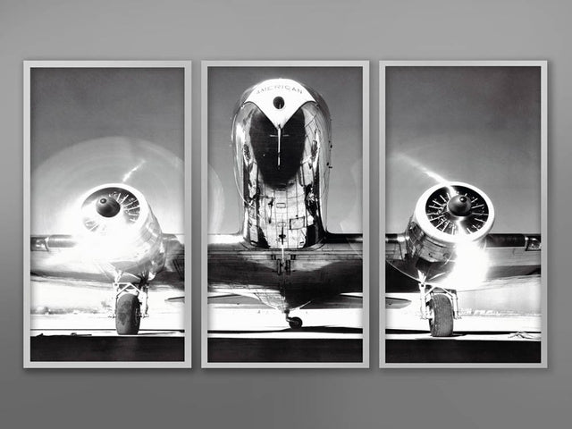 AIRPLANE TRIPTYCH, Vintage Aircraft, Vintage Airplane, Aviation Photography, Monochrome Photo, Black and White Photography, Military Art