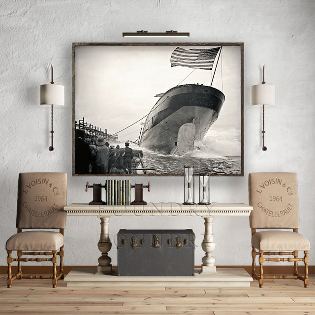 VINTAGE NAUTICAL SHIP, Fine Art Print, Vintage America, Classic Americana, Nautical Art Print, Nautical Print, Navy Art, Military Decor, Art