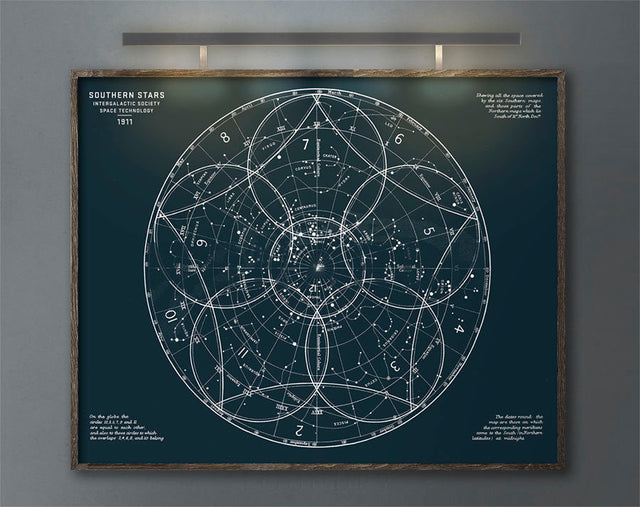 Southern Stars - Celestial Chart - Star Map - Constellation Chart - Rustic - Wall Art - Sky Map - Map of the Stars - Astronomy Art