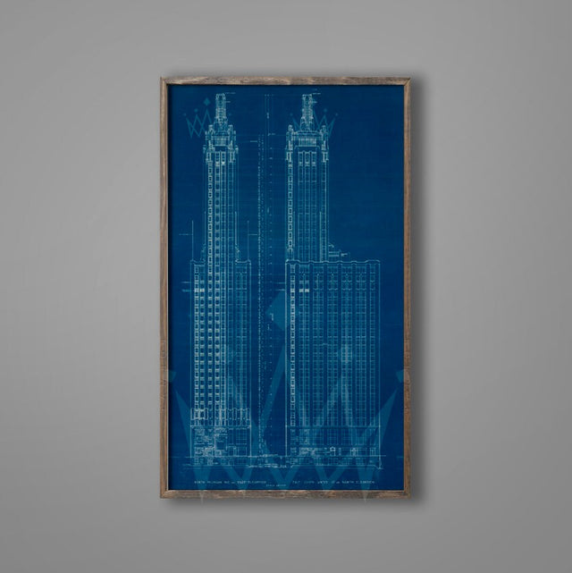 CHICAGO Carbide & Carbon Building Blueprint - Chicago Architecture - Blueprint, Old Blueprint Chicago - Blueprint Art - Blueprint Poster