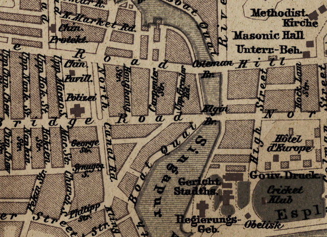 Singapore Map, Circa 1897 Singapore Map, Old Map of Singapore, Malay Map, Padang Map, Large Map, Big Map, Wall Map, Republic of Singapore