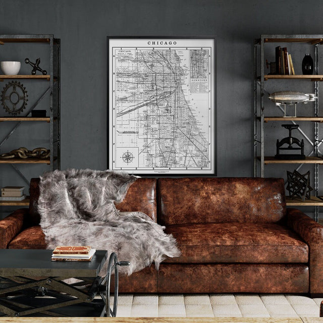 Chicago Illinois, Vintage 1900s Old Chicago Map, Circa 1900s Fine Art Map of Chicago, Map of Cook County, Vintage Chicago, Large Wall Map