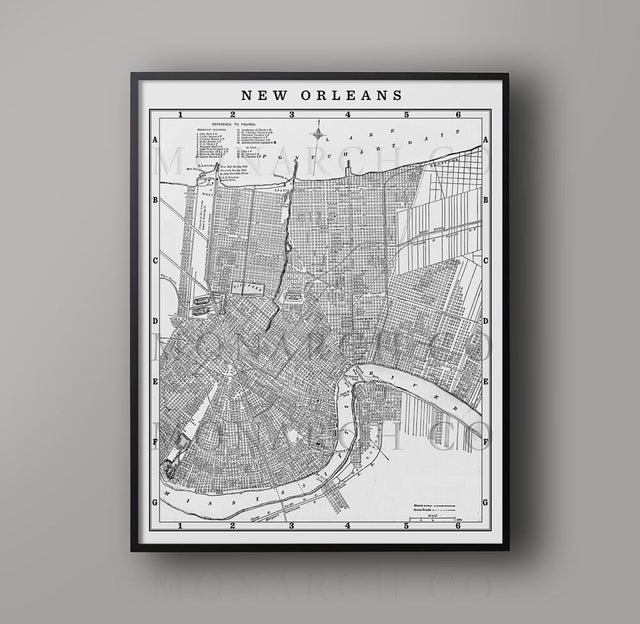 NEW ORLEANS City Map - Vintage New Orleans - Street Map - Map Print of New Orleans Louisiana - Old New Orleans USA - Nola City Map