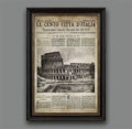 Vintage Italian Newspaper, Roma Antica Colosseo Full Cover, Circa 1887 Old Italian Newspaper, Rome Print, Rome Italy, Gladiator Print