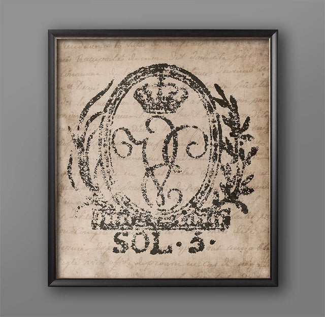 18TH CENTURY EUROPEAN DOCUMENT Seal #4, Old Family Crest, Heraldry Poster, Heraldic, Traditional Art, Italian Art, French Poster, Chic Art