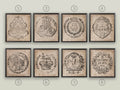 18TH CENTURY EUROPEAN DOCUMENT Seal Set of 4 Prints, Family Crests, Coat of Arms, Armorial Engravings, French Chic, Retro, Bohemian, English