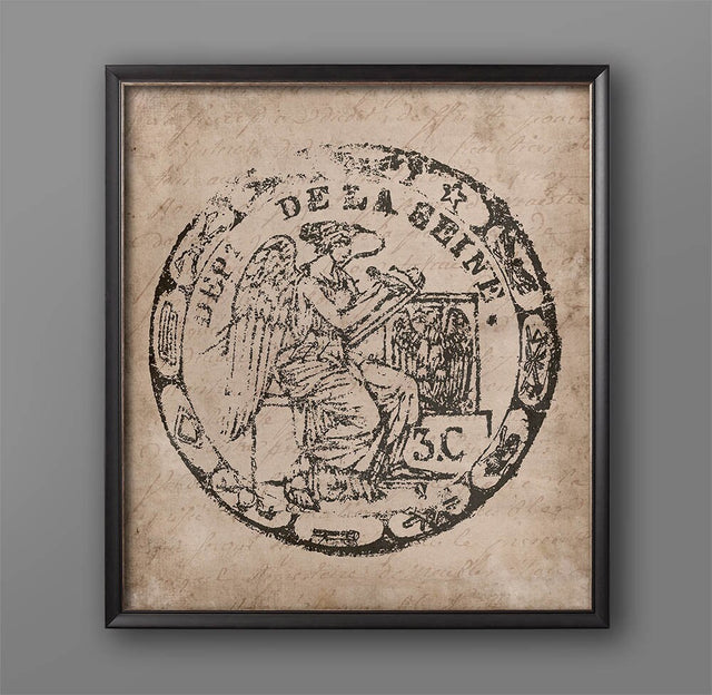 18TH CENTURY EUROPEAN DOCUMENT Seal Set of 2 Prints, Family Crests, Coat of Arms, Armorial Engravings, French Chic, Retro, Bohemian, English