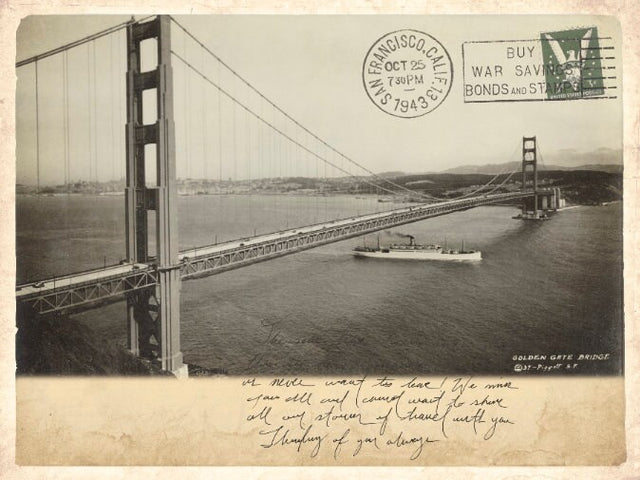 SAN FRANCISCO PRINT, Golden Gate Bridge Vintage Postcard, California, Vintage American Art, San Francisco Poster, California Decor, Giclee