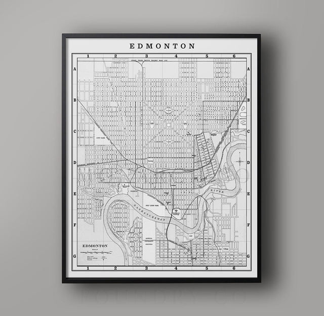 EDMONTON ALBERTA City Map - Vintage Canada - Edmonton Streets Map - Canada - Old Map of Edmonton - Big Edmonton Map - Downtown Edmonton Map