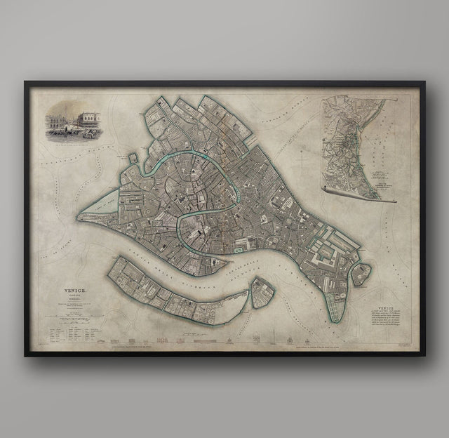 OLD VENICE MAP, Italy Print, Large Wall Art, Venezia, Italian Decor, Old City Map, City Maps, Venice Canals, Fine Art Print, Vintage Decor