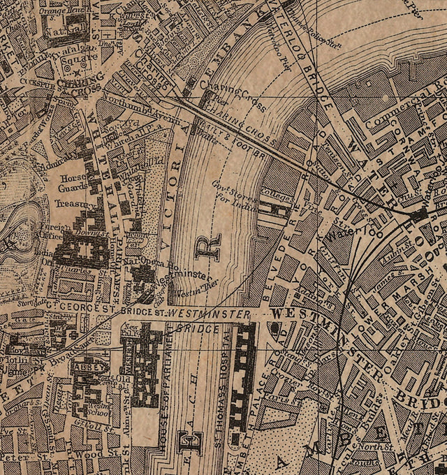 LONDON CITY MAP 1890, Fine Art Print, London Street Map, Map of London, London Tourist Map, London Print, Kensington, Mayfair, Westminster