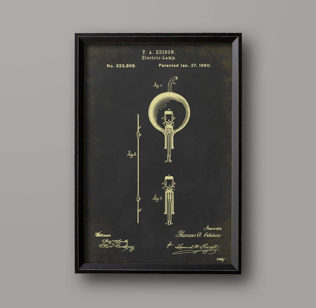 Patent Print : Vintage Edison Light Bulb Patent, Old Patent Document #2