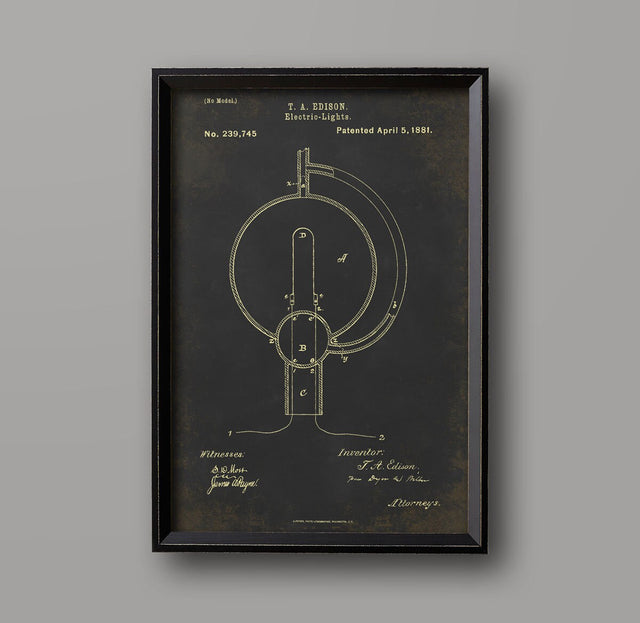 Patent Print : Vintage Thomas Edison - Electric Bulb - Edison Patent Art, Old Patent Print #6