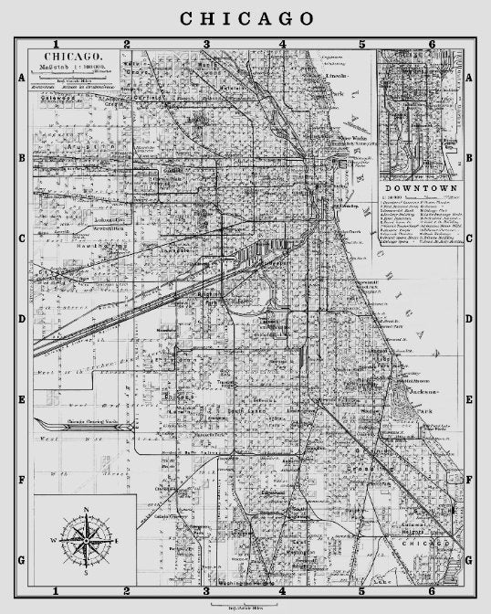 Chicago Illinois, Vintage 1900s Old Chicago Map, Circa 1900s Fine Art Map of Chicago, Map of Cook County, Vintage Chicago, Large Wall Map