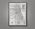 Chicago Illinois, Vintage 1900s Old Chicago Map, Circa 1900s Fine Art Map of Chicago, Map of Cook County, Vintage Chicago, Large Wall Map