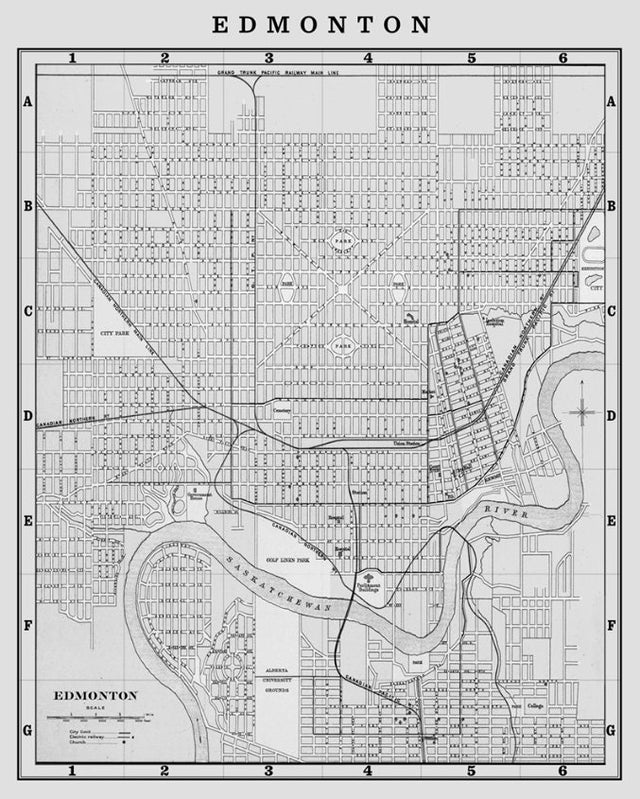 EDMONTON ALBERTA City Map - Vintage Canada - Edmonton Streets Map - Canada - Old Map of Edmonton - Big Edmonton Map - Downtown Edmonton Map