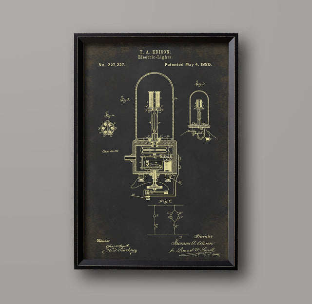 Patent Print : Vintage Edison Light Bulb Patent, Old Patent Document #3