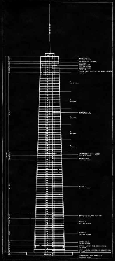 John Hancock Center Blueprint: Vintage Architecture - Hancock Tower - Blueprint - Chicago architecture