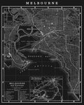 MELBOURNE CITY MAP : Vintage Melbourne Australia - Map of Melbourne - Melbourne Street Map - Detailed Map of Melbourne - Melbourne Wall Map