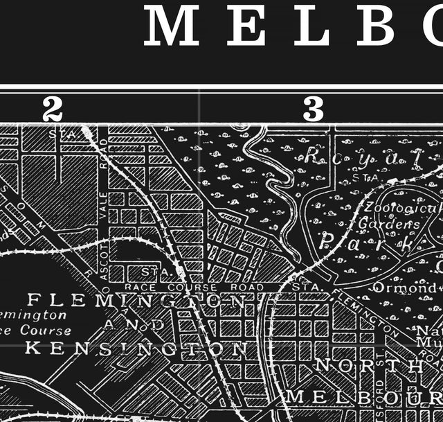 MELBOURNE CITY MAP : Vintage Melbourne Australia - Map of Melbourne - Melbourne Street Map - Detailed Map of Melbourne - Melbourne Wall Map