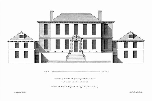 18TH C. ENGLISH TOWNHOUSE 4 - Classic Architecture - Architecture Plan - Housewarming Gift- Colen Campbell - Wall Art - English Architecture