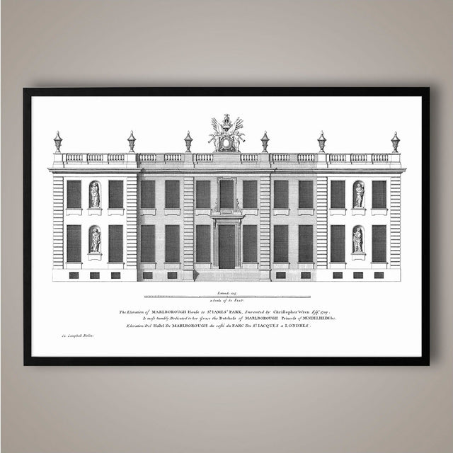 18TH C. ENGLISH TOWNHOUSE 3 - Vintage British Architecture - Blueprint Art - Vitruvius Britannicus - Old Architecture Plans - Colen Campbell
