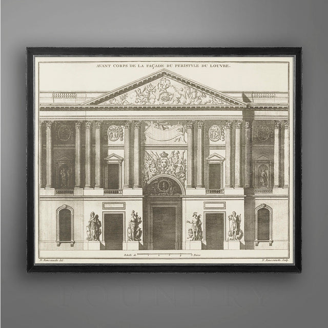 17TH C. FAÇADE DU LOUVRE - Louvre Print - Vintage Architecture - French Decor - Architecture - Jacques-François Blondel - Claude Perrault