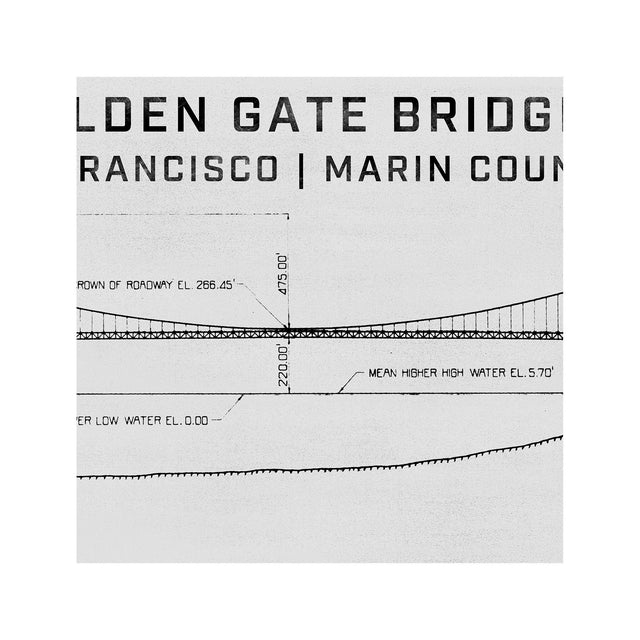 Golden Gate Bridge Elevation - Vintage California - Architecture Plans, Golden Gate Bridge Art, Golden Gate Blueprint, Wall Art Decor