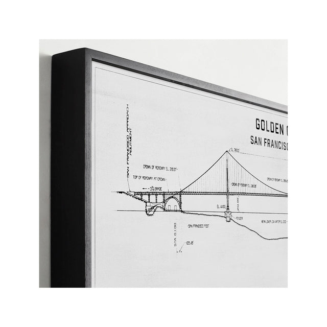 Golden Gate Bridge Elevation - Vintage California - Architecture Plans, Golden Gate Bridge Art, Golden Gate Blueprint, Wall Art Decor