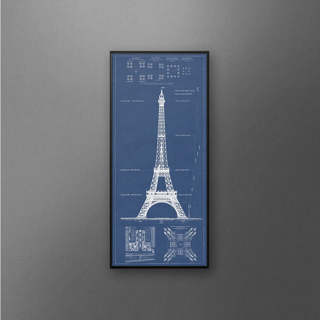 Eiffel Tower Blueprint, Vintage Eiffel Tower - Blue Print Art Print - Circa 1860s - Paris France - Gustav Eiffel - Tour Eiffel - French Art