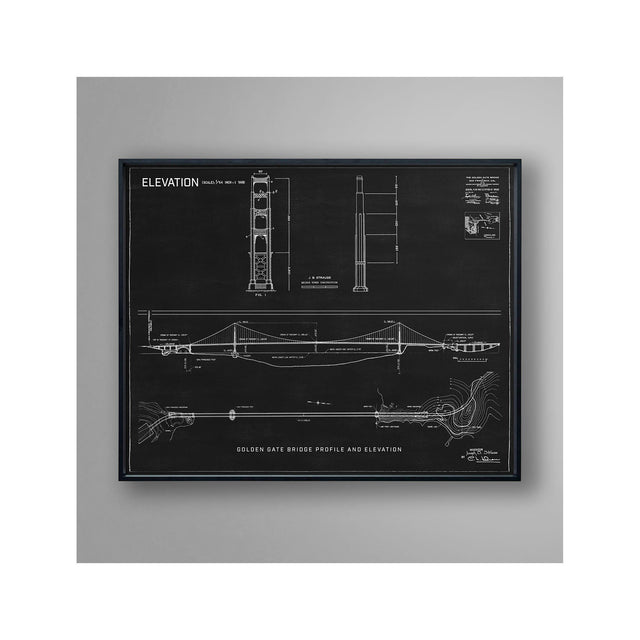 Golden Gate Bridge Blueprint - Black, San Francisco California, Old Architecture, Golden Gate Bridge Design, Golden Gate Bridge Poster Art