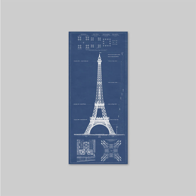 Eiffel Tower Blueprint, Vintage Eiffel Tower - Blue Print Art Print - Circa 1860s - Paris France - Gustav Eiffel - Tour Eiffel - French Art