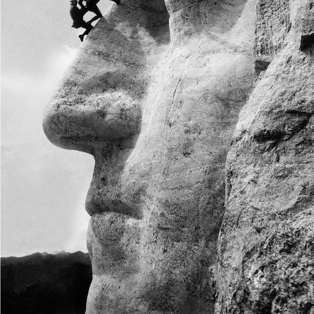 George Washington Art : Mount Rushmore Print - Gutzon Borglum - Mount Rushmore Repair 1932 - Americana Art - Presidential Art - American Art