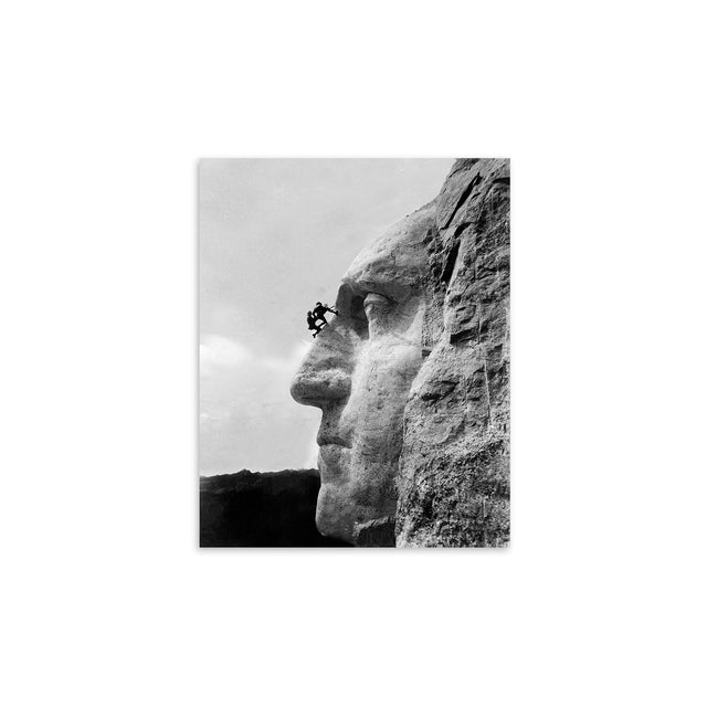 George Washington Art : Mount Rushmore Print - Gutzon Borglum - Mount Rushmore Repair 1932 - Americana Art - Presidential Art - American Art