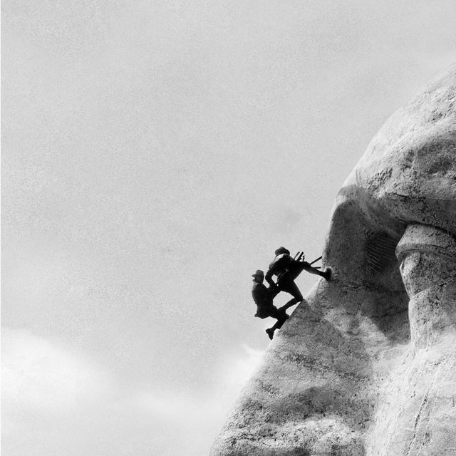 George Washington Art : Mount Rushmore Print - Gutzon Borglum - Mount Rushmore Repair 1932 - Americana Art - Presidential Art - American Art