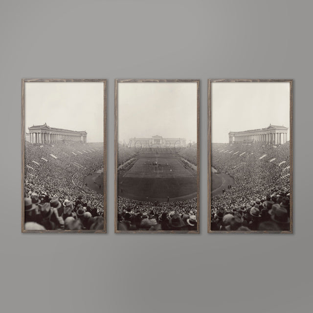 VINTAGE CHICAGO ILLINOIS, Soldier Field Triptych Print, Vintage Football Game, Chicago Bears Poster, Chicago Photo, Northwestern Football