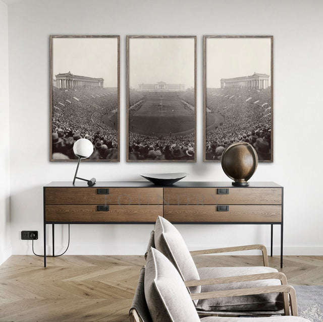 VINTAGE CHICAGO ILLINOIS, Soldier Field Triptych Print, Vintage Football Game, Chicago Bears Poster, Chicago Photo, Northwestern Football