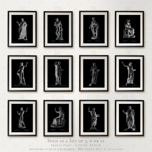 Vintage Statue Figure Drawings Collection - Statue Art Prints - Antique Engravings - Classical Engraving Art - Figure Art - Vintage Wall Art