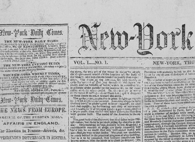 New York Times Newspaper First Issue, September 18 1851, NY Times Inaugural Issue, New York Times Poster, New York News, Graduation Gift
