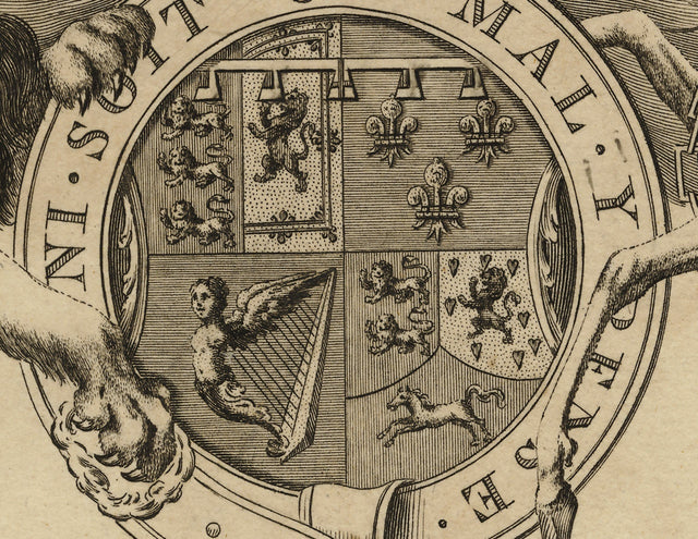 18TH C. ENGLISH ARMORIAL Engraving #1, Baronagium Genealogicum, Coat of Arms, Family Crest, Heraldry Print, Renaissance, Art, Medieval Crest