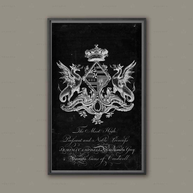 18TH C. ENGLISH ARMORIAL Engraving #3, Baronagium Genealogicum, Coat of Arms, Family Crest, Heraldry Print, Renaissance, Art, Medieval Crest