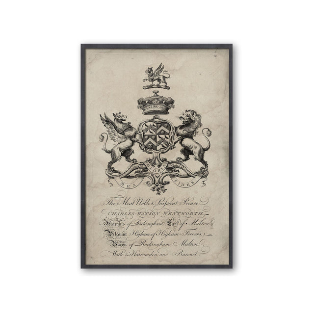 18th Century ENGLISH ARMORIAL ENGRAVING #01 - WENTWORTH CREST - Foundry