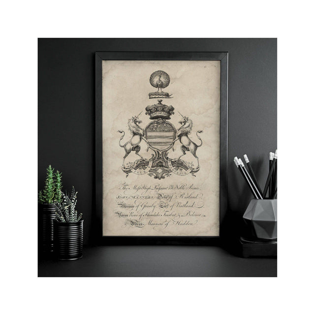 18th Century ENGLISH ARMORIAL ENGRAVING #02 - MANNERS CREST - Foundry