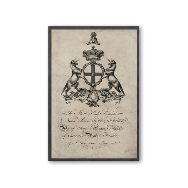 18th Century ENGLISH ARMORIAL ENGRAVING #15 - BRYDGES CREST - Foundry