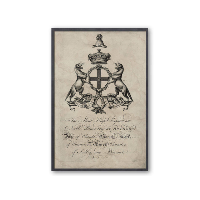 18th Century ENGLISH ARMORIAL ENGRAVING #15 - BRYDGES CREST - Foundry