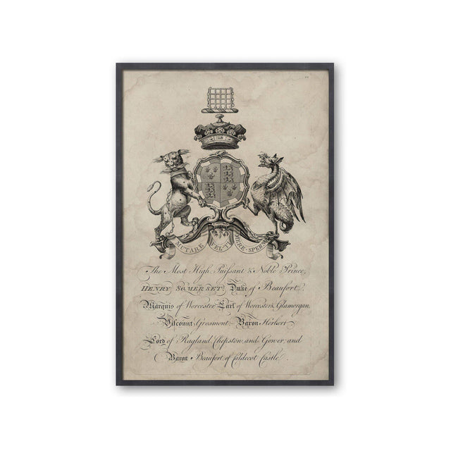 18th Century ENGLISH ARMORIAL ENGRAVING #17 - SOMERSET CREST - Foundry