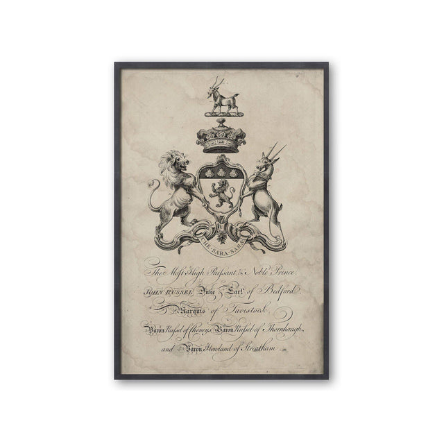 18th Century ENGLISH ARMORIAL ENGRAVING #19 - RUSSEL CREST - Foundry