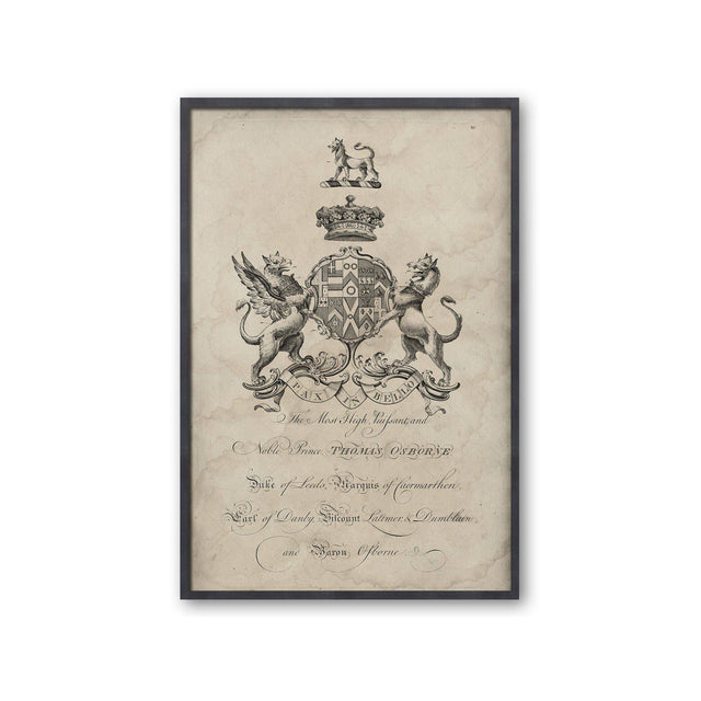 18th Century ENGLISH ARMORIAL ENGRAVING #22 - OSBORNE CREST - Foundry